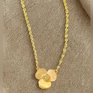 Kate Spade Gold-Tone Flower Pendant Necklace – Elegant Three-Petal Design, Gift